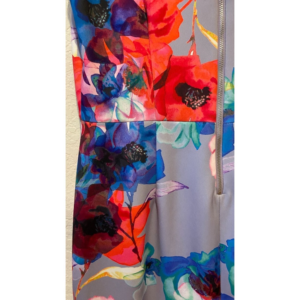 Betsey Johnson Floral Shift Dress Size 10‎ Cap Sleeve Gray Multicolor Retro - Picture 7 of 13